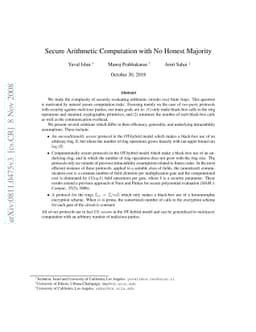Secure Arithmetic Computation with No Honest Majority