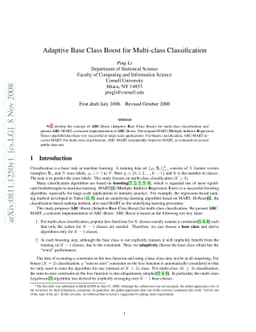 Adaptive Base Class Boost for Multi-class Classification
