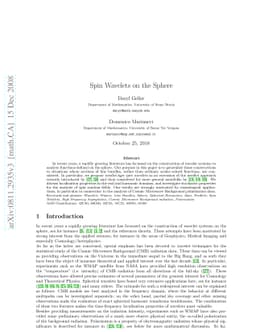 Spin Wavelets on the Sphere