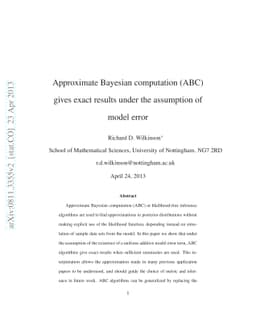Approximate Bayesian computation (ABC) gives exact results under the
  assumption of model error