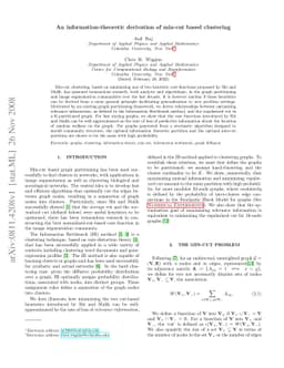 An information-theoretic derivation of min-cut based clustering