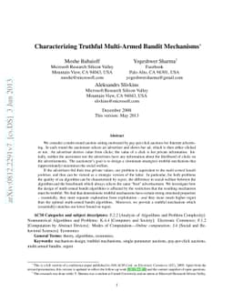 Characterizing Truthful Multi-Armed Bandit Mechanisms