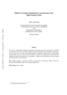 Efficient covariance estimation for asynchronous noisy high-frequency
  data