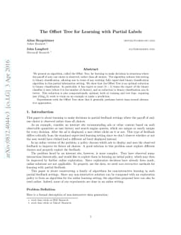 The Offset Tree for Learning with Partial Labels