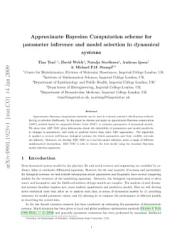 Approximate Bayesian computation scheme for parameter inference and
  model selection in dynamical systems