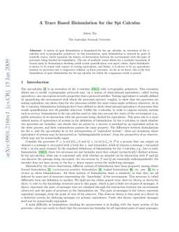 A Trace Based Bisimulation for the Spi Calculus