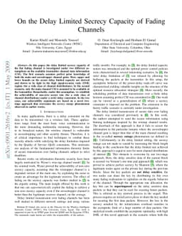 On the Delay Limited Secrecy Capacity of Fading Channels