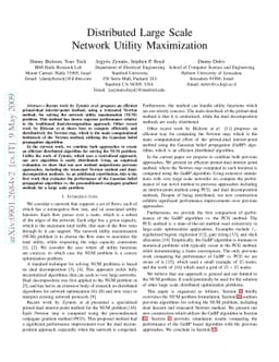 Distributed Large Scale Network Utility Maximization