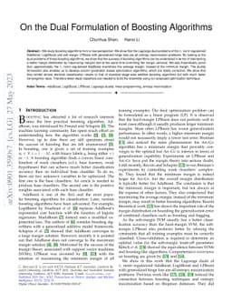 On the Dual Formulation of Boosting Algorithms