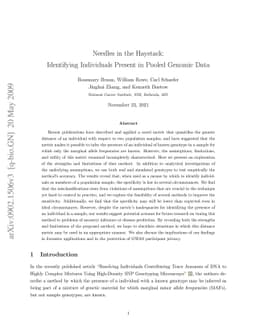 Needles in the Haystack: Identifying Individuals Present in Pooled
  Genomic Data