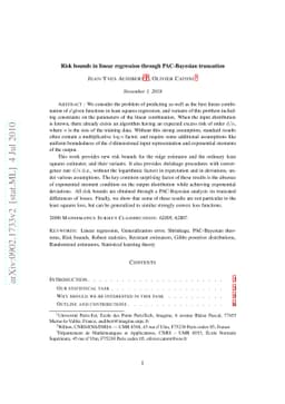 Risk bounds in linear regression through PAC-Bayesian truncation