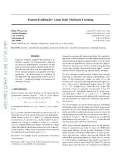 Feature Hashing for Large Scale Multitask Learning