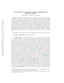 Uniqueness of Low-Rank Matrix Completion by Rigidity Theory