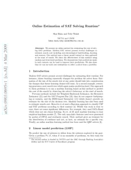 Online Estimation of SAT Solving Runtime