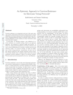 An Epistemic Approach to Coercion-Resistance for Electronic Voting
  Protocols