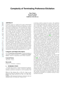 Complexity of Terminating Preference Elicitation
