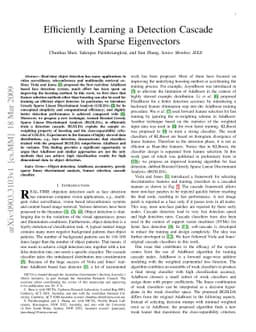 Efficiently Learning a Detection Cascade with Sparse Eigenvectors