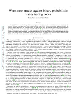 Worst case attacks against binary probabilistic traitor tracing codes