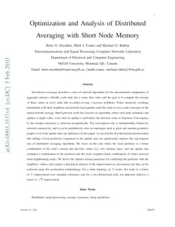 Optimization and Analysis of Distributed Averaging with Short Node
  Memory