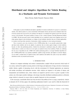 Distributed and Adaptive Algorithms for Vehicle Routing in a Stochastic
  and Dynamic Environment