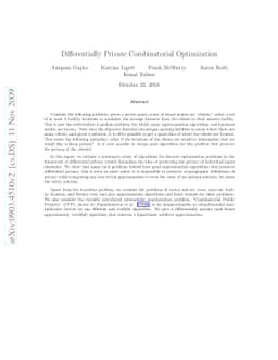 Differentially Private Combinatorial Optimization