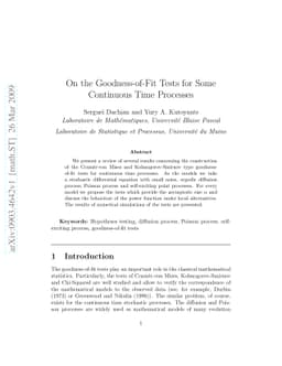 On the Goodness-of-Fit Tests for Some Continuous Time Processes