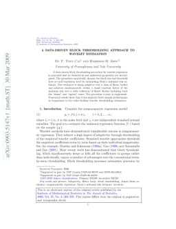 A data-driven block thresholding approach to wavelet estimation