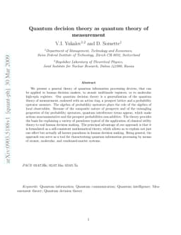 Quantum decision theory as quantum theory of measurement