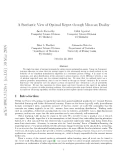A Stochastic View of Optimal Regret through Minimax Duality