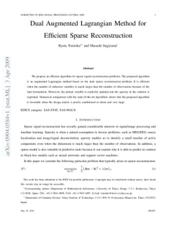 Dual Augmented Lagrangian Method for Efficient Sparse Reconstruction