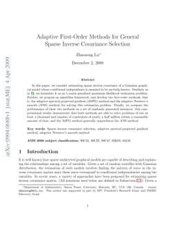Adaptive First-Order Methods for General Sparse Inverse Covariance
  Selection