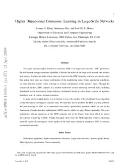 Higher Dimensional Consensus: Learning in Large-Scale Networks
