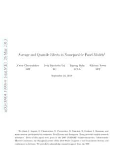 Average and Quantile Effects in Nonseparable Panel Models