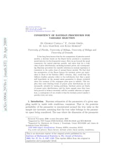 Consistency of Bayesian procedures for variable selection