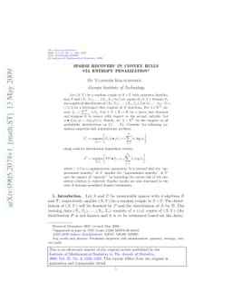 Sparse recovery in convex hulls via entropy penalization