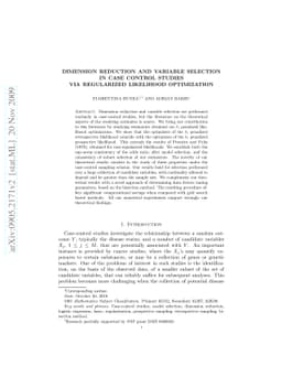 Dimension reduction and variable selection in case control studies via
  regularized likelihood optimization
