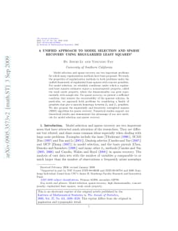 A unified approach to model selection and sparse recovery using
  regularized least squares