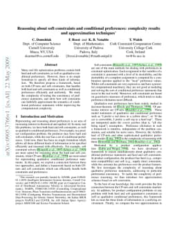 Reasoning about soft constraints and conditional preferences: complexity
  results and approximation techniques