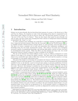 Normalized Web Distance and Word Similarity