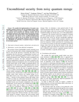 Unconditional security from noisy quantum storage