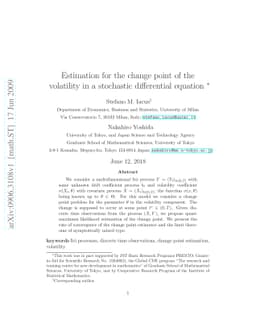 Estimation for the change point of the volatility in a stochastic
  differential equation