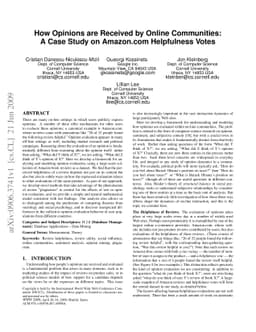 How opinions are received by online communities: A case study on
  Amazon.com helpfulness votes