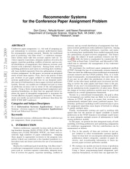 Recommender Systems for the Conference Paper Assignment Problem