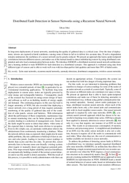 Distributed Fault Detection in Sensor Networks using a Recurrent Neural
  Network