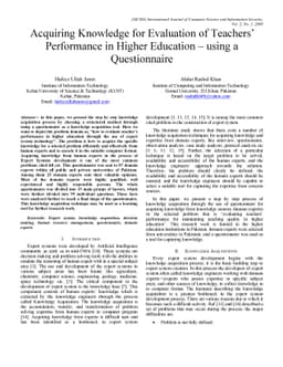 Acquiring Knowledge for Evaluation of Teachers Performance in Higher
  Education using a Questionnaire