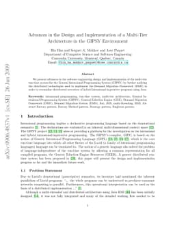 Advances in the Design and Implementation of a Multi-Tier Architecture
  in the GIPSY Environment