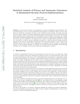 Statistical Analysis of Privacy and Anonymity Guarantees in Randomized
  Security Protocol Implementations