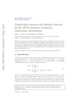 Central limit theorem and influence function for the MCD estimators at
  general multivariate distributions