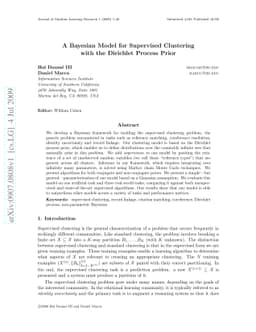 A Bayesian Model for Supervised Clustering with the Dirichlet Process
  Prior