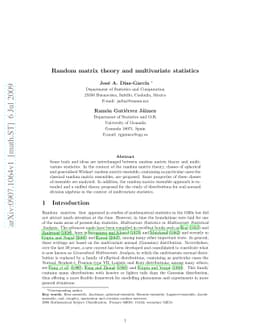 Random matrix theory and multivariate statistics